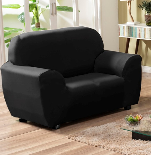 Capa De Sofa Avulsa 1 Lugar Em Malha Lisa Coladinha Cor Preto