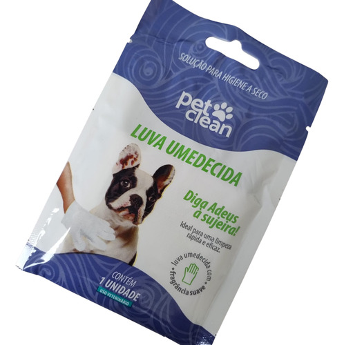 Luva Umedecida Pet Clean Higiene Cães Gatos Roedores Banho