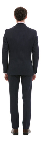 Traje Caballero Fit Slim Tejido Poliéster Vittorio Forti Azul Marino Liso 48r