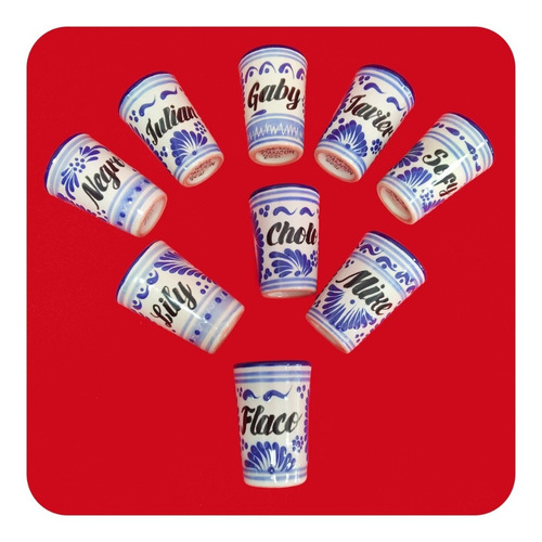 Imagen 3 de 8 de Set 65 Tequileros Shot Personalizados Talavera Poblana Tql