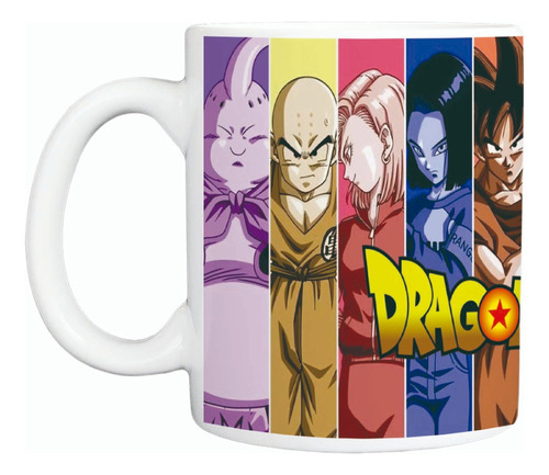 Taza Blanca Dragon Ball Super. Equipo Universo 7