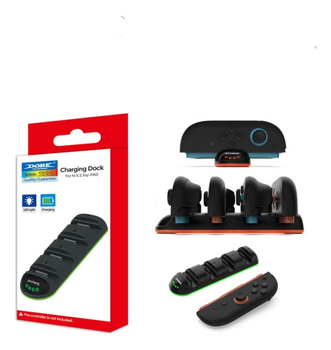 Carregador 4 Joy-con Switch 2 Base Led Compacta Portátil