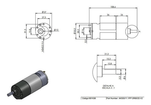 Motor Alto Torque 12v 83 Rpm Dc Continua Girocam Arduino