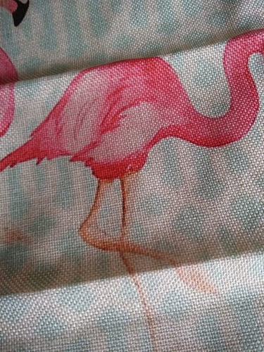 Funda Almohadón Flamencos Con Cierre Flamingos Tela Rústica