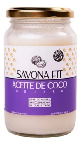 Aceite De Coco Neutro Savona Fit Sin Tacc X 360g