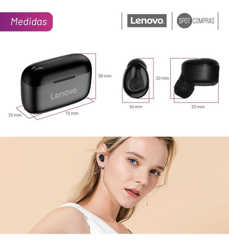 Imagen 5 de 5 de Auricular In-ear Inalambrico Bluetooh Lenovo Ht18