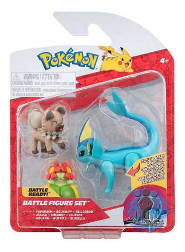 Figuras Pokémon Battle Figure Vaporeon Rockruff Bellossom