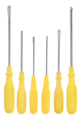 Chave De Fenda Com Ponta Phillips/ Fenda Uso Geral Resistente Completo Precisão Profissional Doméstico Grande  Com Cabo  Plastico Amarelo Multiuso De Plástico Pvc Conjunto Manual