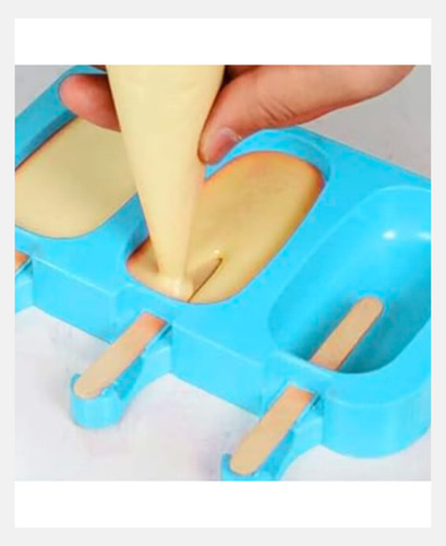 Molde De Silicona Paleta Helado Ice Pop X3 Cavidades Freezer Celeste