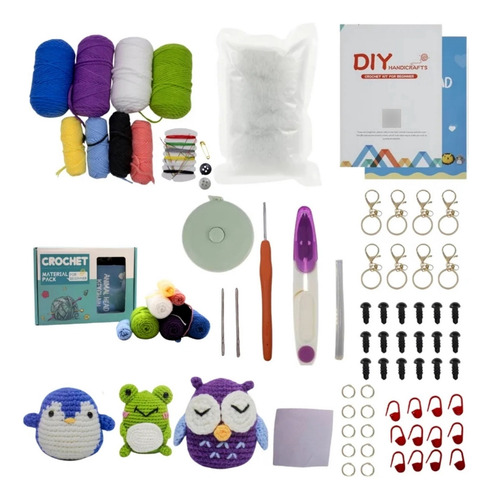 Kit Amigurumi Caixa Com 3 Modelos Bichinhos Para Iniciantes Cor 103 - Colorido