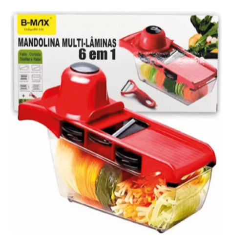 6 Em 1 Cortator De Legumes Mandoline Multifuncional Vermelho