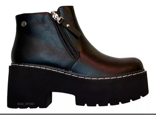 Botin De Mujer Ecocuero Negro Plataforma Z-13