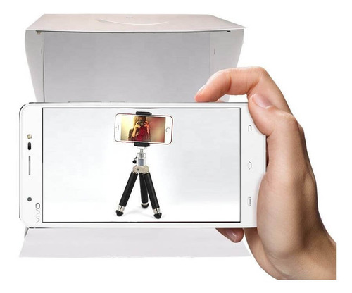 Mini Estúdio Fotográfico Portátil 40cm Com Luzes De Led