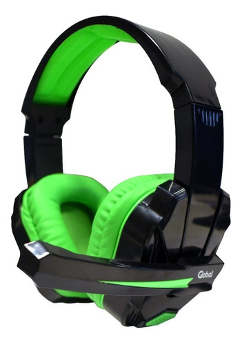 Auricular Gamer Con Microfono Usb Y Adaptador 2 A 1 Incluido Color Verde Y Negro Luz