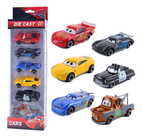 Pack 6 Carros Cars Rayo Mcqueen Fricción Metal Juguete Niños