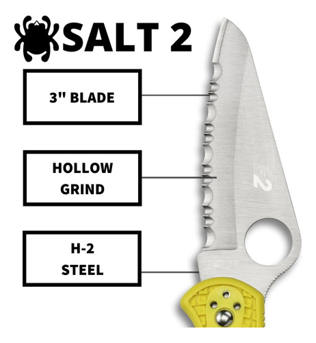 Cuchillo Spyderco Salt 2 Con Hoja De Acero H-1 De 3 Pulgadas