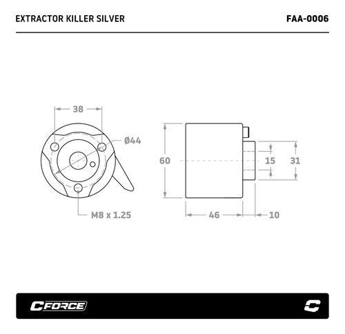 Imagen 3 de 4 de Extractor Volante Collino Killer Silver Masa Sacavolante 24c