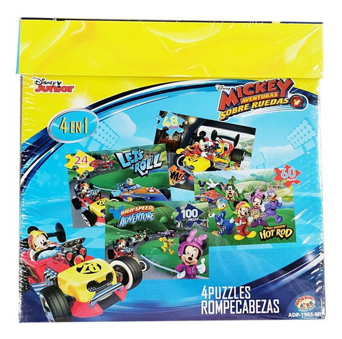 Mickey Mouse - Puzzle 4 En 1 - Aventuras Sobre Ruedas