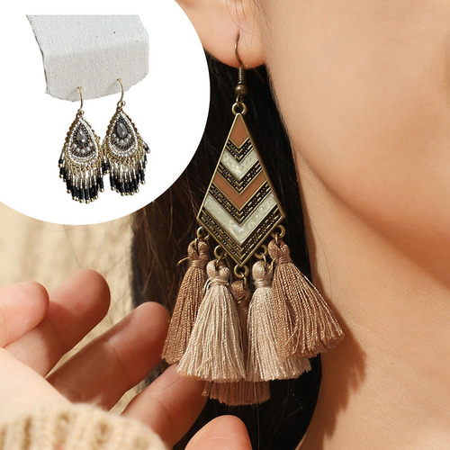 Pendientes Colgantes Con Borlas Para Mujer, Ideales Negro