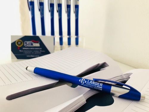 150 Canetas Personalizadas Ponteira Touch Aciona Por Clique, Ponteira Sai Através Da Borracha Touch. Frete Grátis