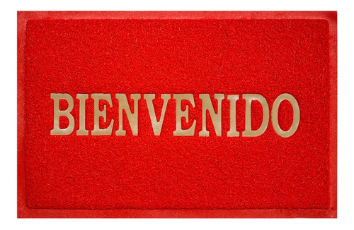 Tapete Welcome De Bienvenida Pvc Con Relace 38 X 58 7041 Ancho 38 Cm Color Rojo Diseño De La Tela Fibra Largo 58 Cm