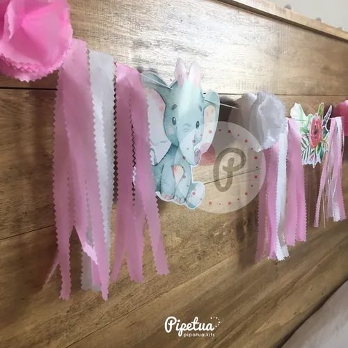 Guirnalda 1 Metro Colgante Elefante Bebe Baby Shower Cumple