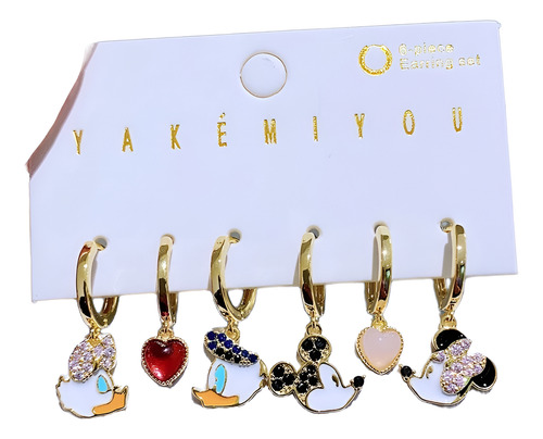 Set De Aretes De Mickey, Minnie, Daisy Y Donald De Disney