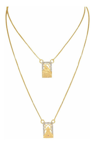 Imagem 1 de 3 de Escapulário De Prata Folheado A Ouro Unisex