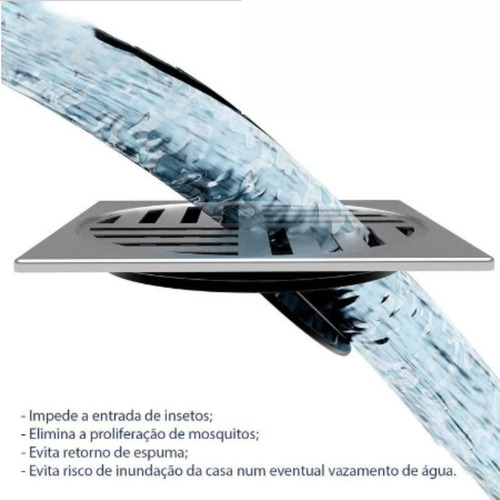 Ralo Automatico Inteligente 10cm Quadrado Cromado Veda Cheir