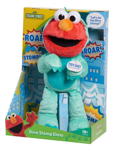 Peluche Sesame Street Dino Stomp Elmo Animal De 13 Pulgadas