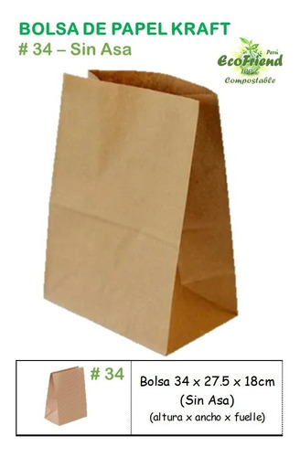 Color blanco Mango de papel FLORIO CARTA 25 bolsas de papel kraft de 90 g Dimensiones 26 x 16 x 29 cm Soporta un peso máximo de 3 kg.
