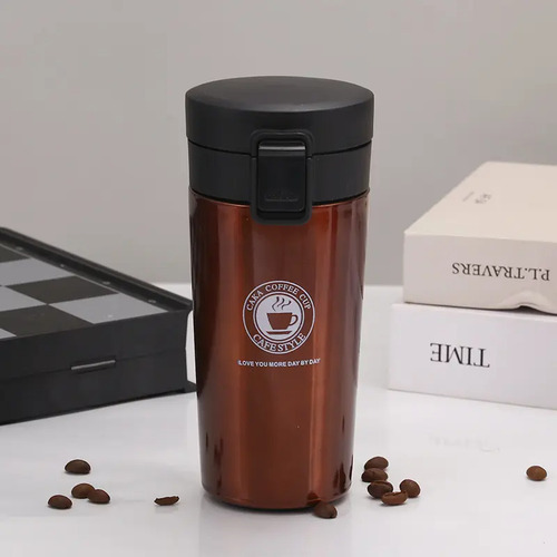 Taza De Oficina/viaje , Acero Inoxidable X 650 Ml 2 Unidades Marron Y Rojizo Coffee