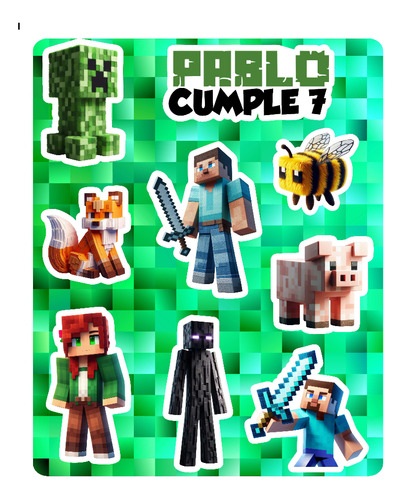 35 Planchas Stickers Personalizados Souvenir Minecraft