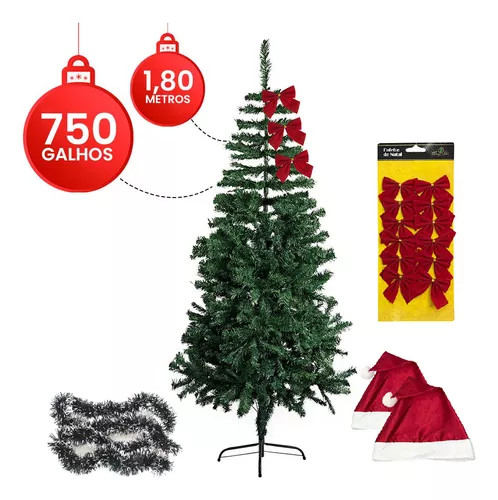 Árvore De Natal Artificial Pinheiro Luxo 1,80 Altura 750 Galhos Decoração  Diferente