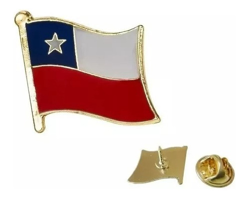 Piocha, Botón, Chile Pin, Bandera Chilena Metálica X1 Unid