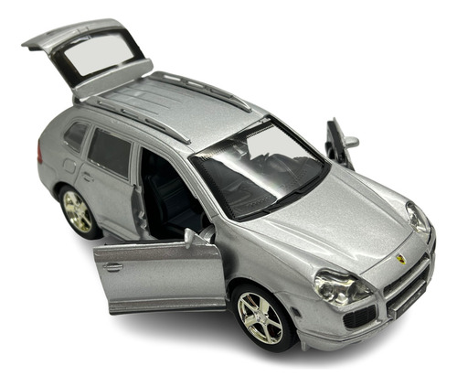 Miniatura Porsche Cayenne S Prata Acende Luz E Som 1:32