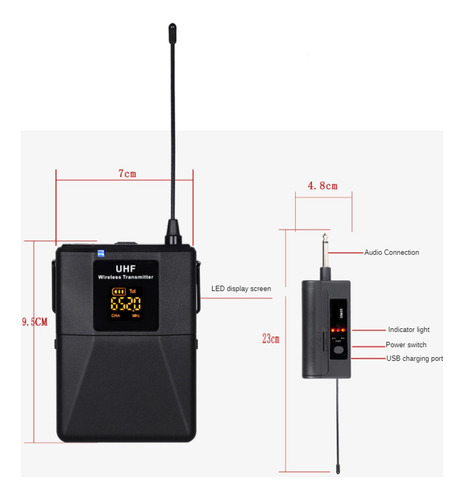 Sistema De Micrófono Lavalier Dual Inalámbrico De 30 M De A