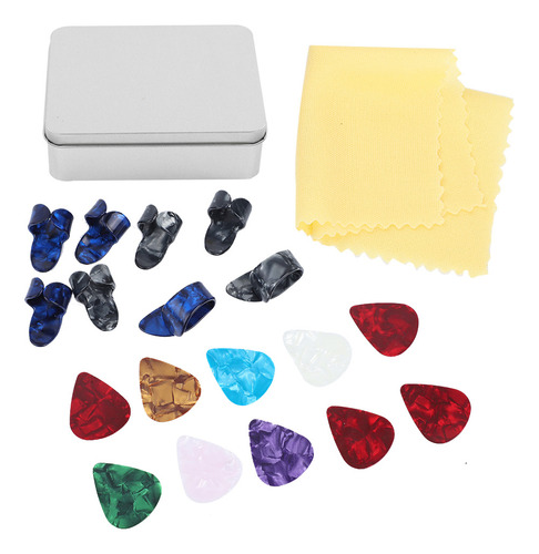 Kit De Acessórios Guitar Finger Cot 10 Celluloid Pick 4 Slid