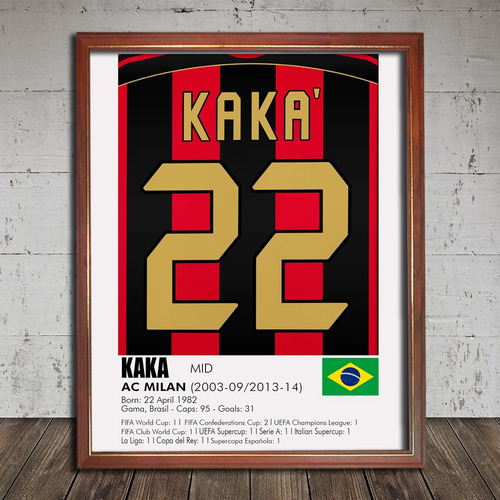 Cuadro Decorativo Kaká Ac Milan N 22 Poster Vidriado Varios