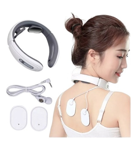 Masajeador De Cuello Con 2 Electrodos Tens Vibración Calient