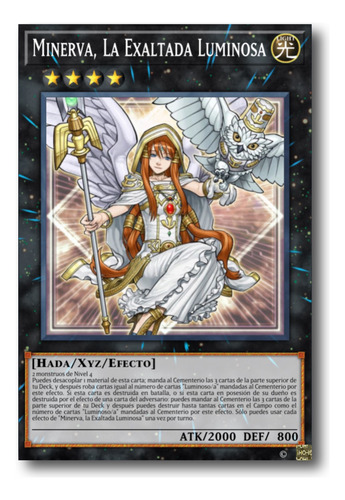 Cuadro Decorativo Cartas Yugioh 40x28 En Canvas Uv Minerva, La Exaltada Luminosa