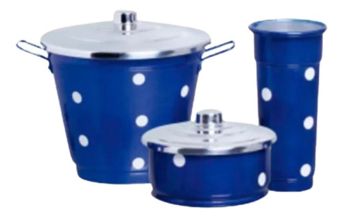 Kit Pia Cozinha Detergente Sabão Lixeira Alumínio Diversos Cor Azul Royal