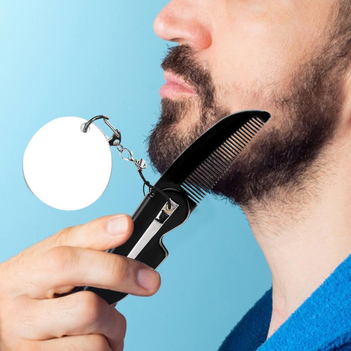 Pente De Bolso Dobrável Para Barba Com Espelho,
