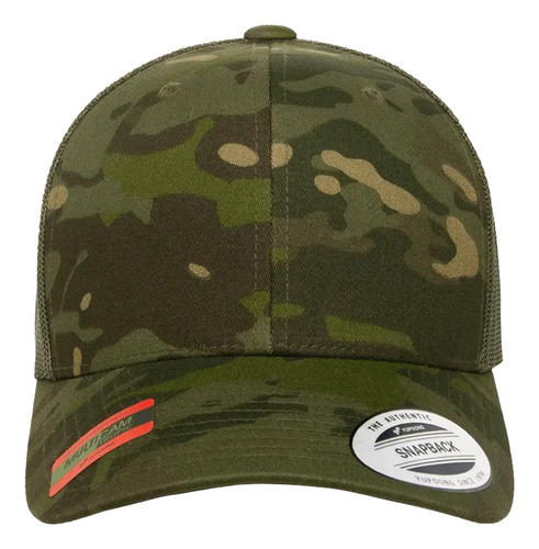 Gorra Flexfit Malla Trucker Multicam Retro Camuflaje Yupoong Verde Oscuro Ajustable