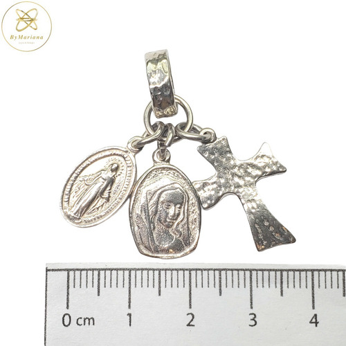 Imagen 5 de 6 de Dije Plata Multidijes Cruz Medalla Milagrosa Y Virgen Niña