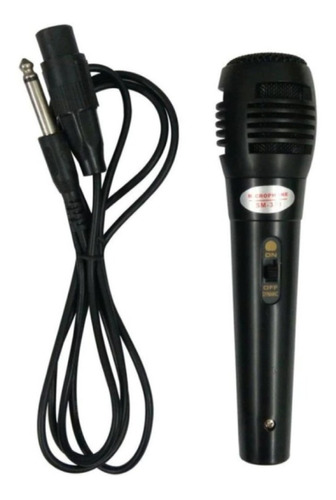 Microfono Dinamico Profesional + Cable Ficha Jack 6,3mm Color Negro