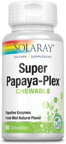 Solaray Super Papaya-plex, Masticable, Menta (btl-plástico.