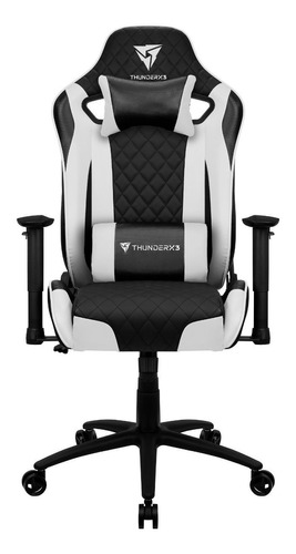 Cadeira de escritório ThunderX3 TGC12 EVO gamer ergonômica  branca com estofado de couro sintético y fibra de carbono