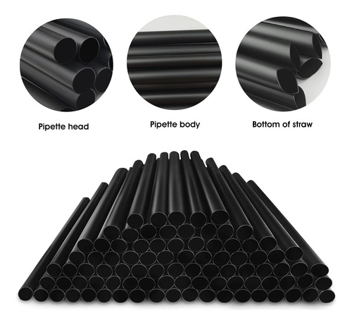 100 Pajitas Negras Boba Straws Jumbo Para Batidos, Individua