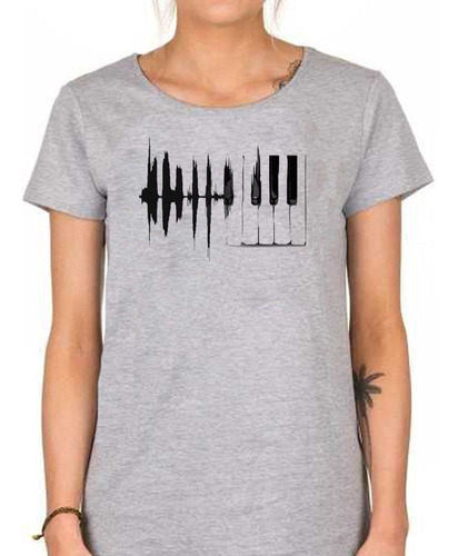 Remera De Mujer Piano Dibujo Musica Arte Teclas